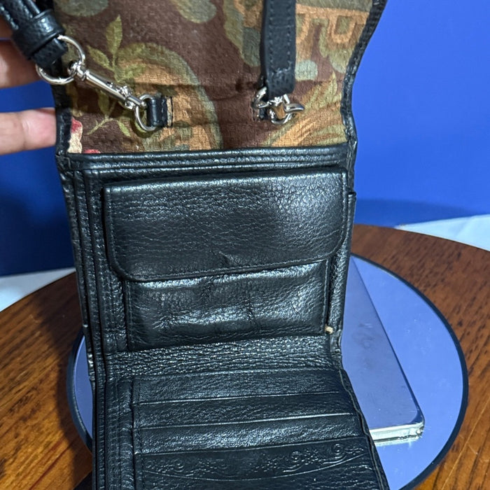 Brighton Black Croc-Embossed Bag/Wallet with Heart Accent