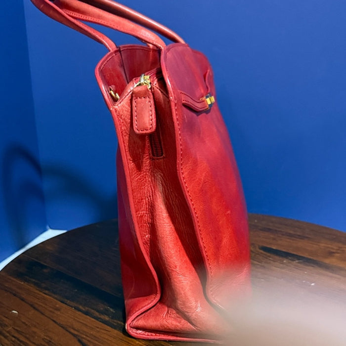 ETIENNE AIGNER Leather VTG Tote Bag Red