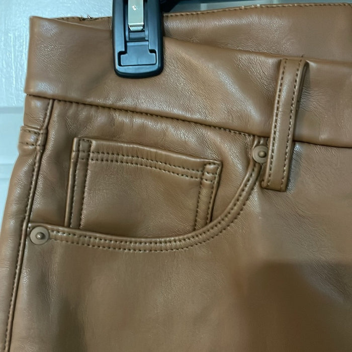 Good American Better Than Leather Faux Leather Good Icon Pants Burnt Caramel 12