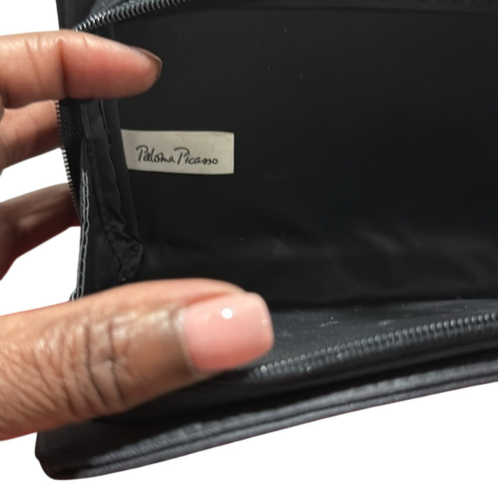 VTG PALOMA PICASSO BLACK NYLON ZIP AROUND PARFUMS CASE W/GOLD METAL LOGO