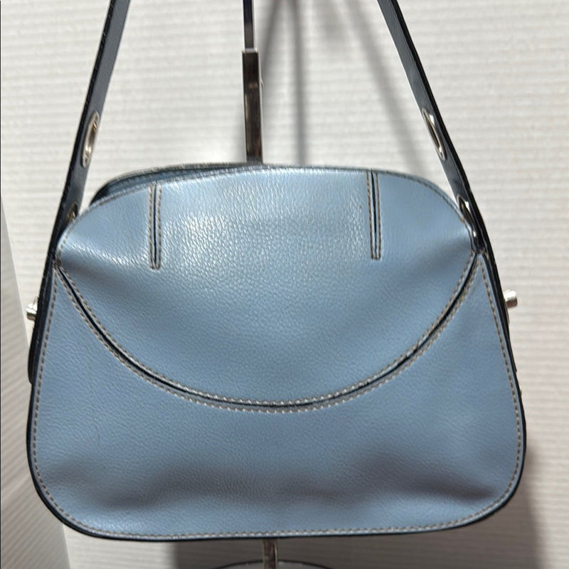 Tod's Blue Leather Shoulder Bag with Curved Flap