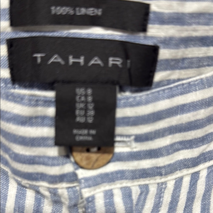 Tahari wide leg linen pants