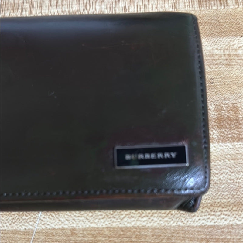 Burberry Dark Brown Leather Clutch
