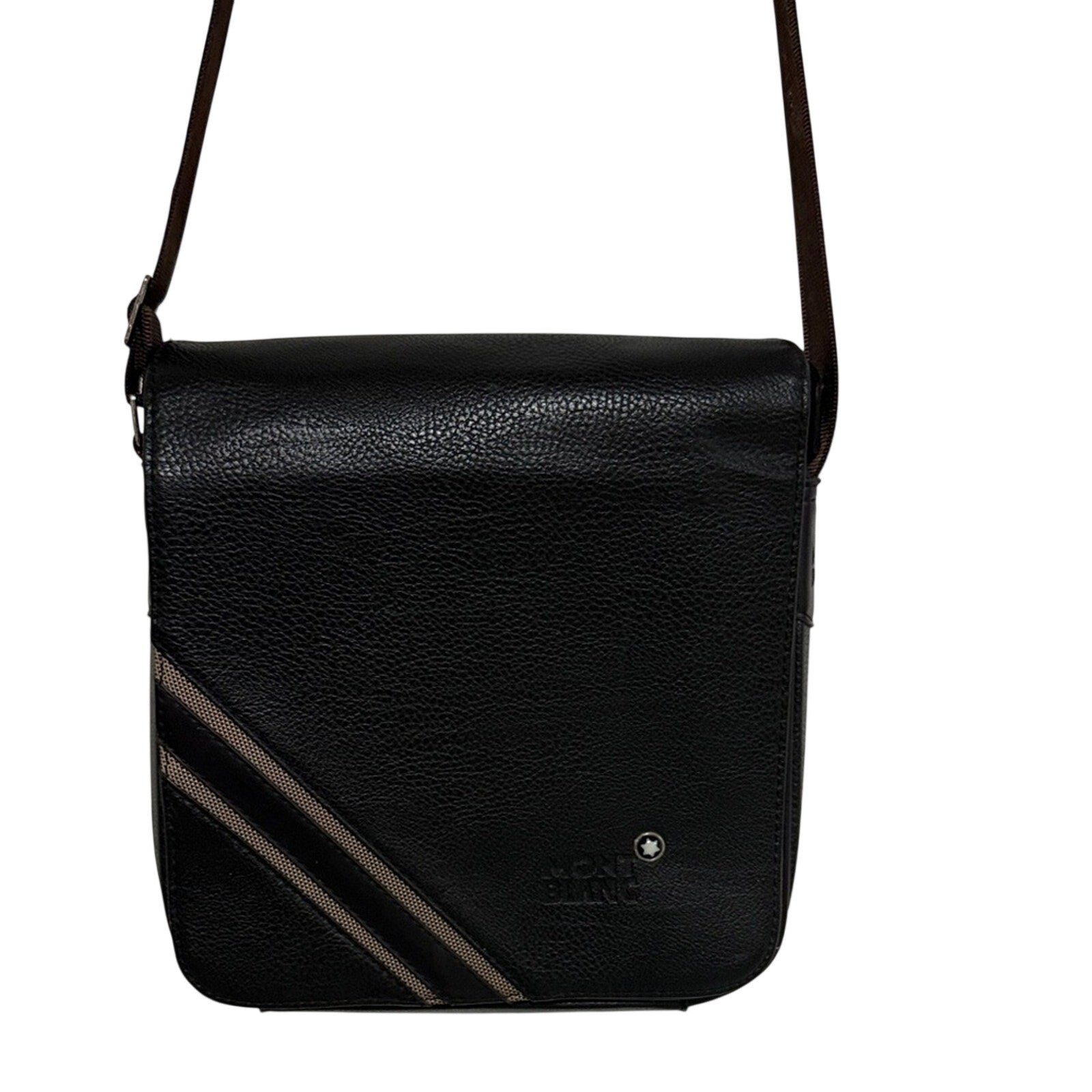 Montblanc Dark Brown Leather Meisterstuck North South Messenger Bag