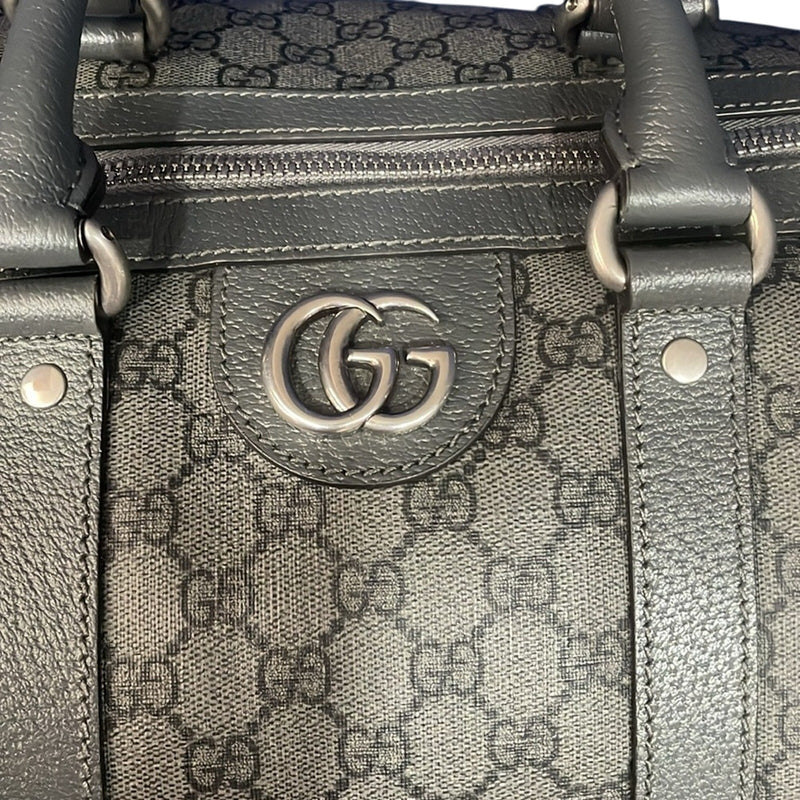 Gucci Ophidia Duffle Bag GG Supreme / Grey Coated Canvas Large with COA