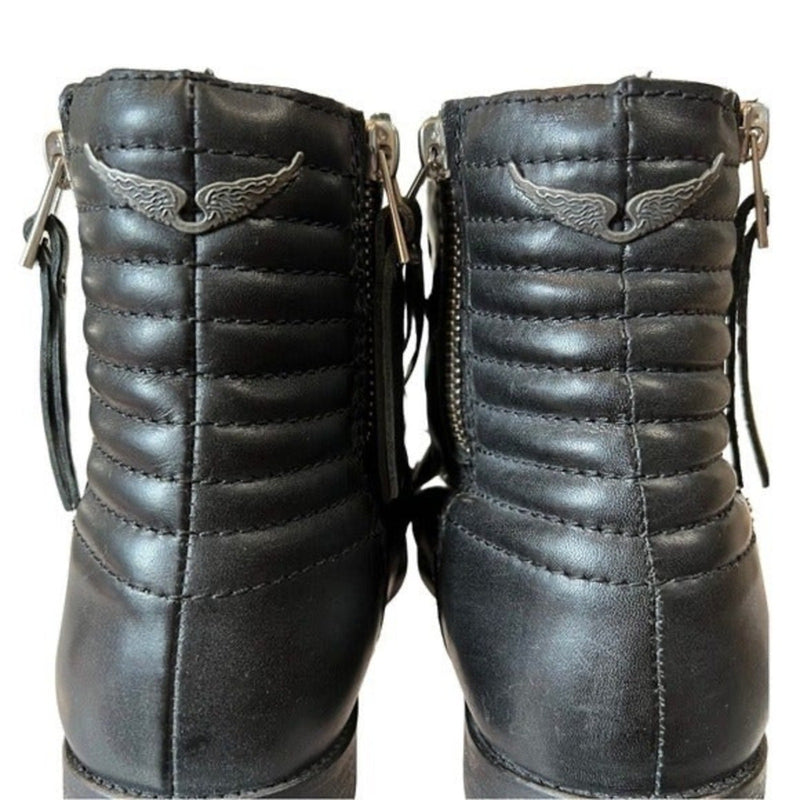 Zadig & Voltaire Ankle Boots, Quilted Leather Presets, Biker, size 38