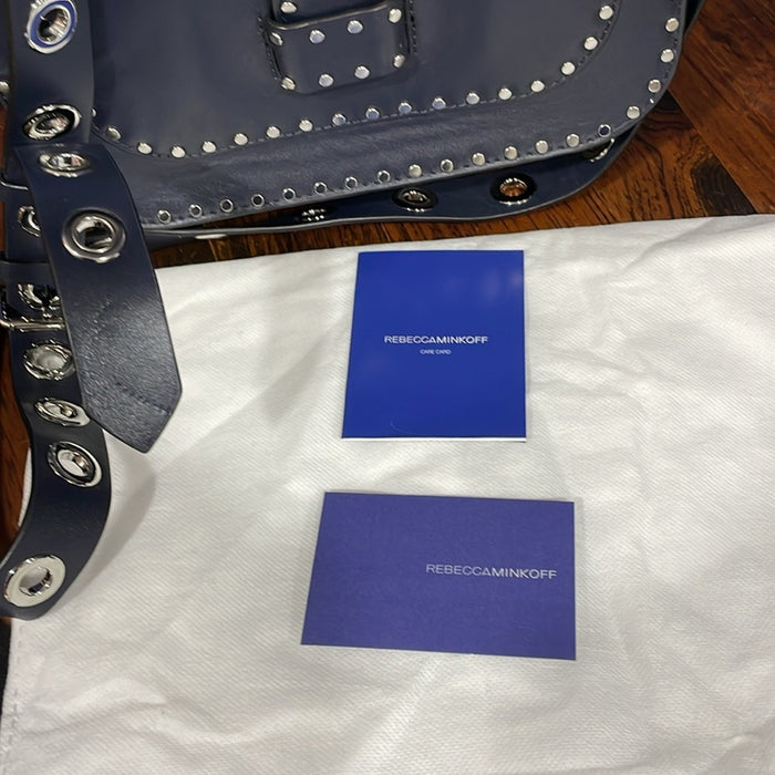 Rebecca Minkoff Studded Crossbody Satchel in Navy Blue