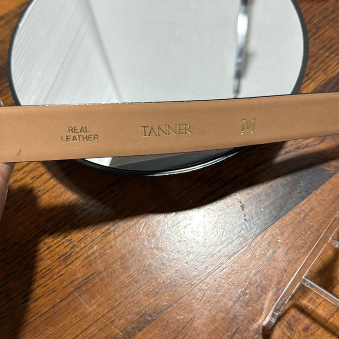 Tanner Belt Black Horsebit Leather Belt Women's Gold buckle M