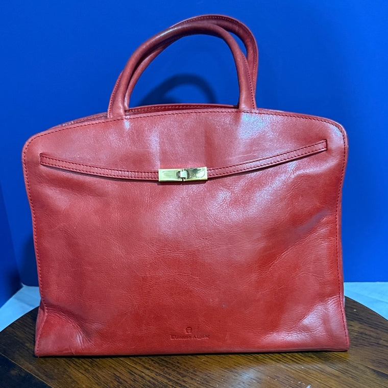 ETIENNE AIGNER Leather VTG Tote Bag Red