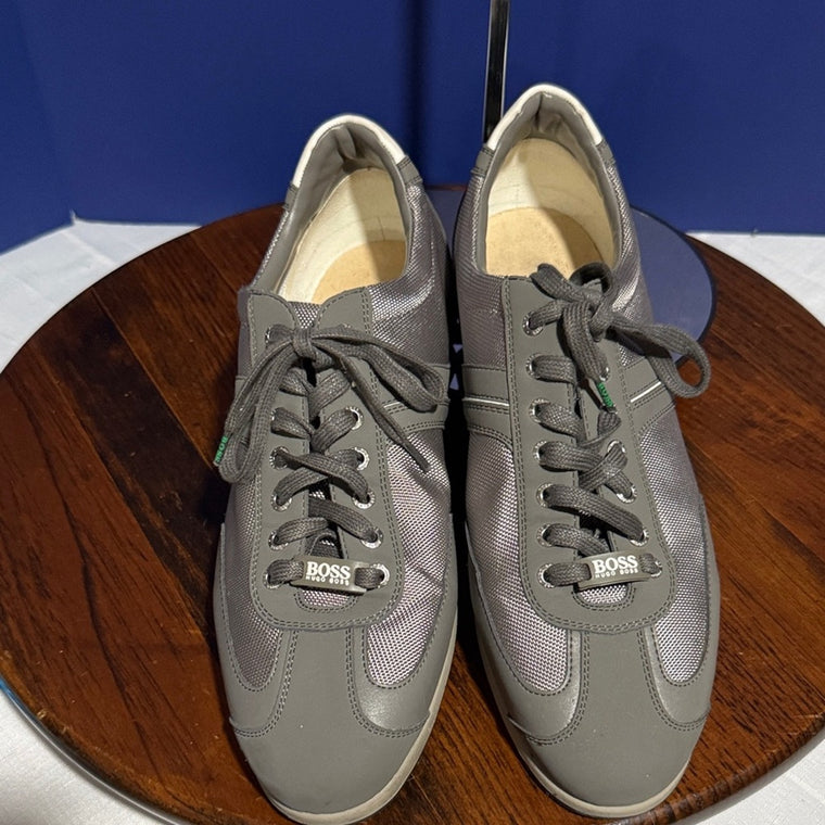 Hugo Boss Men's Silver and Grey Trainers Size 46 US 12