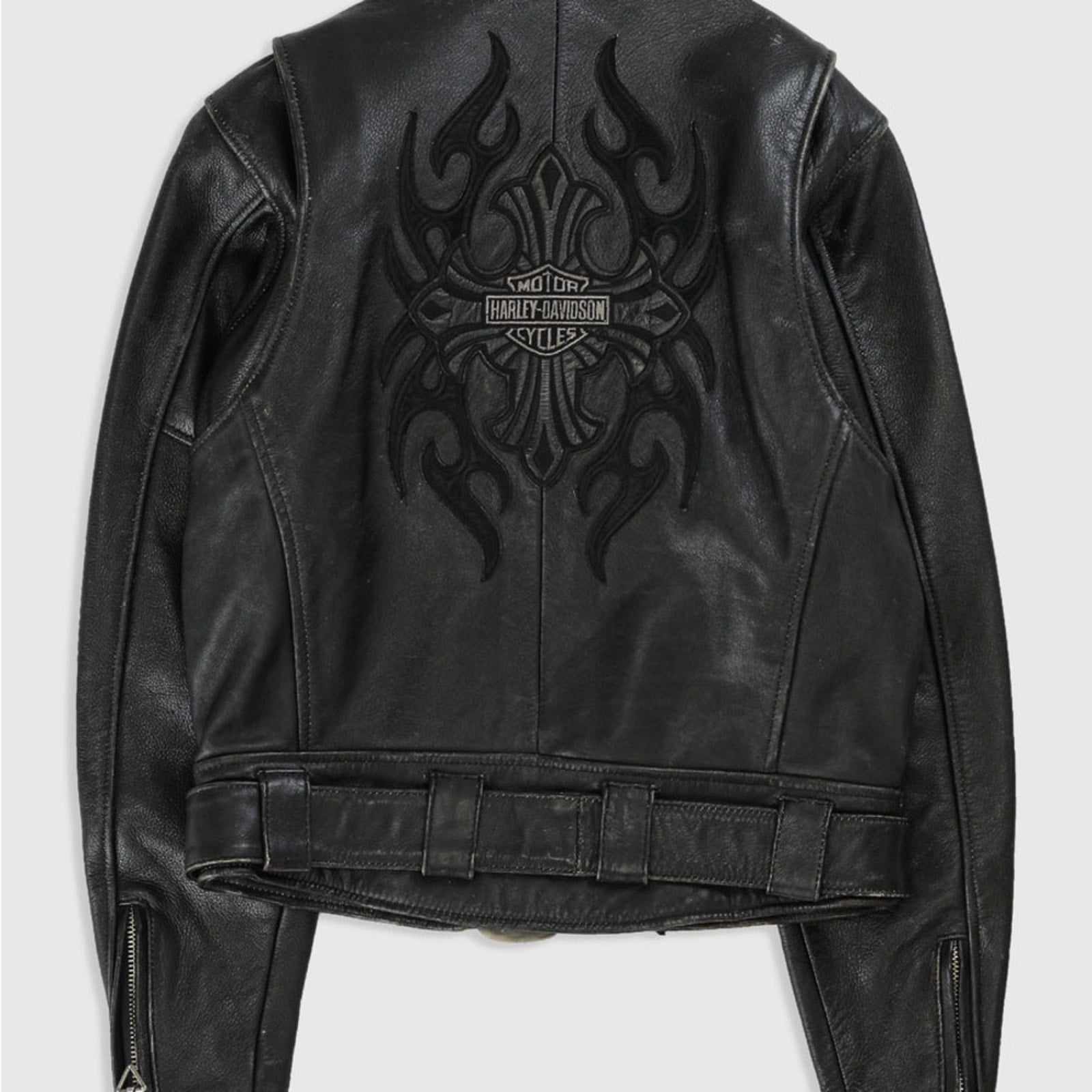Harley Davidson CRUSADER Biker Jacket Black Leather #97052-00VM Women M RARE