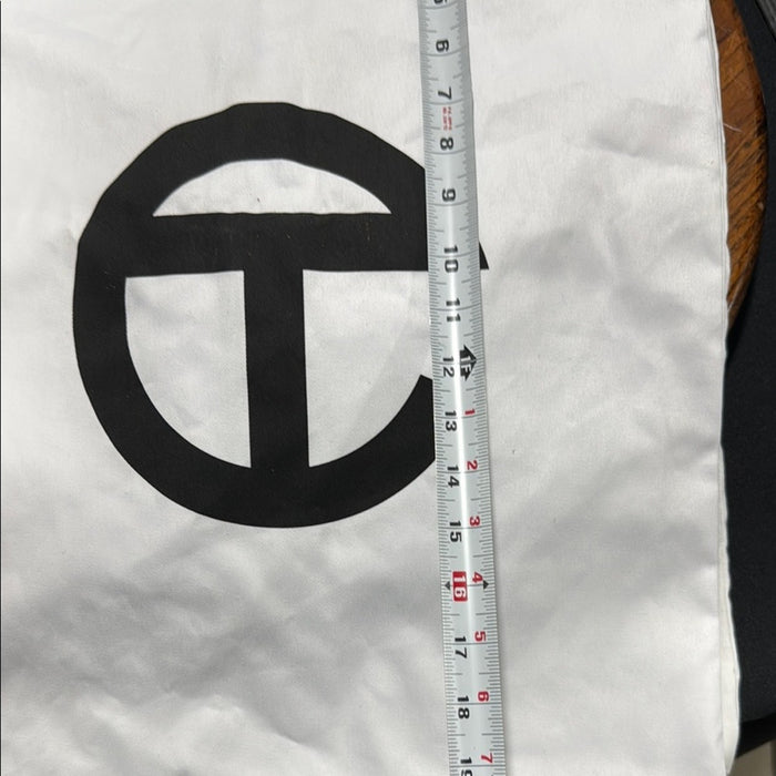 Telfar White and Black Logo Drawstring Bag