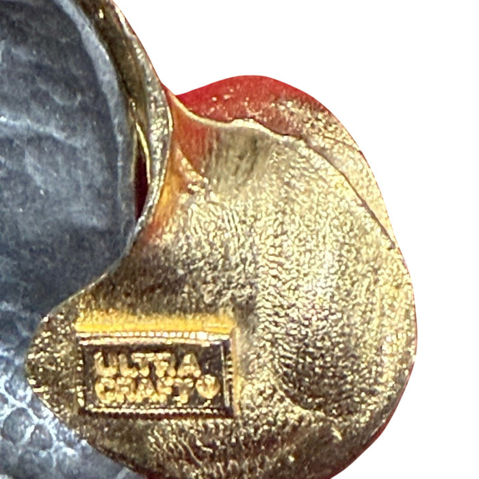 Vintage Ultra Craft 2 Tone Metallic Profile Woman Wide Brim Hat Brooch Pin