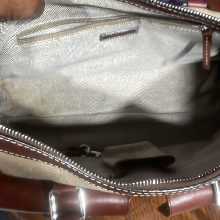 Dooney & Bourke Signature Double Pocket Satchel Handbag Brown Retail $285