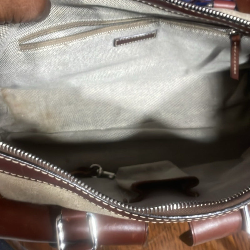 Dooney & Bourke Signature Double Pocket Satchel Handbag Brown Retail $285
