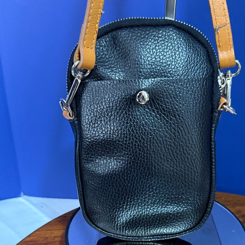 Divina Firenze Crossbody Bag Womens Black Brown Leather Adjustable Strap Italy