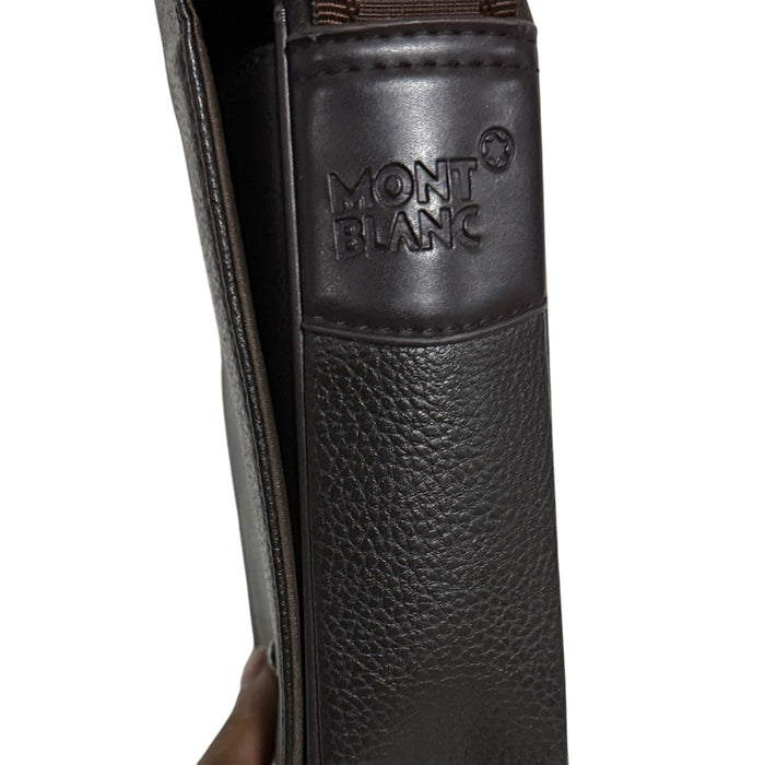 Montblanc Dark Brown Leather Meisterstuck North South Messenger Bag