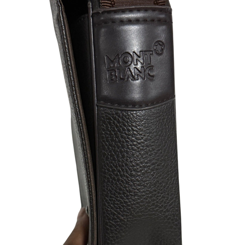 Montblanc Dark Brown Leather Meisterstuck North South Messenger Bag