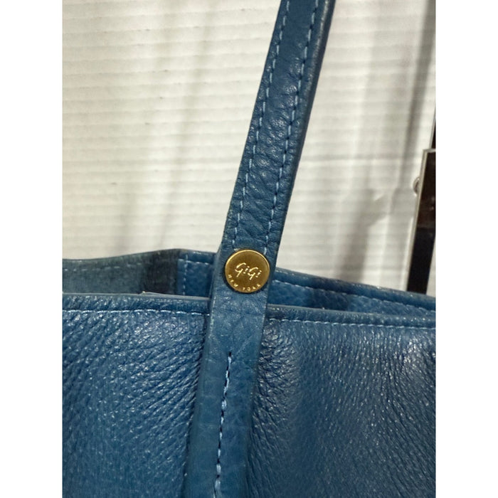 GiGi New York Peacock Blue Leather Tote Bag - Women's Carryall
