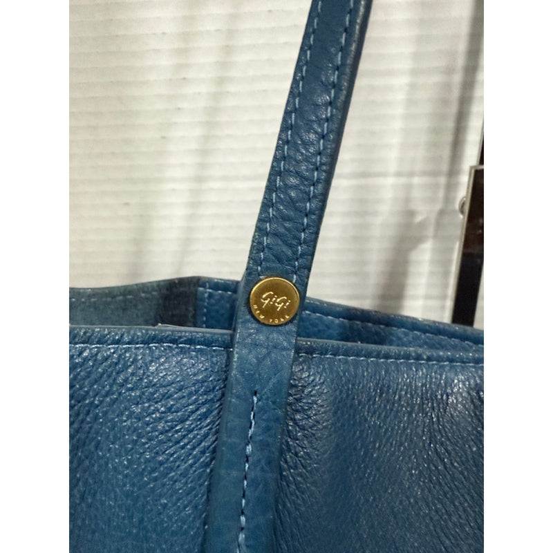 GiGi New York Peacock Blue Leather Tote Bag - Women's Carryall
