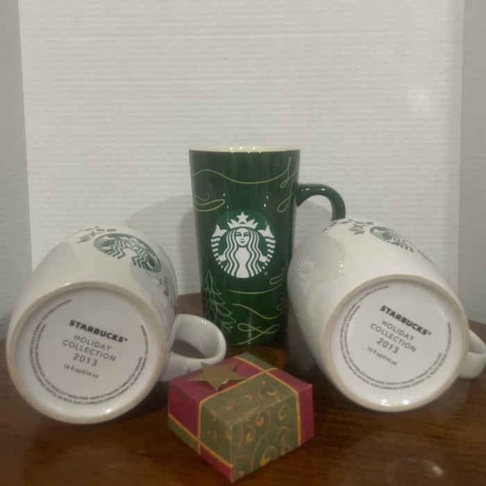 Starbucks Bundle Limited Edition Christmas Mug Collection w/small handmade cards