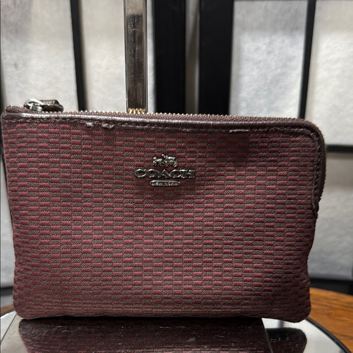 Coach Corner Zip Wristlet In Legacy Jacquard