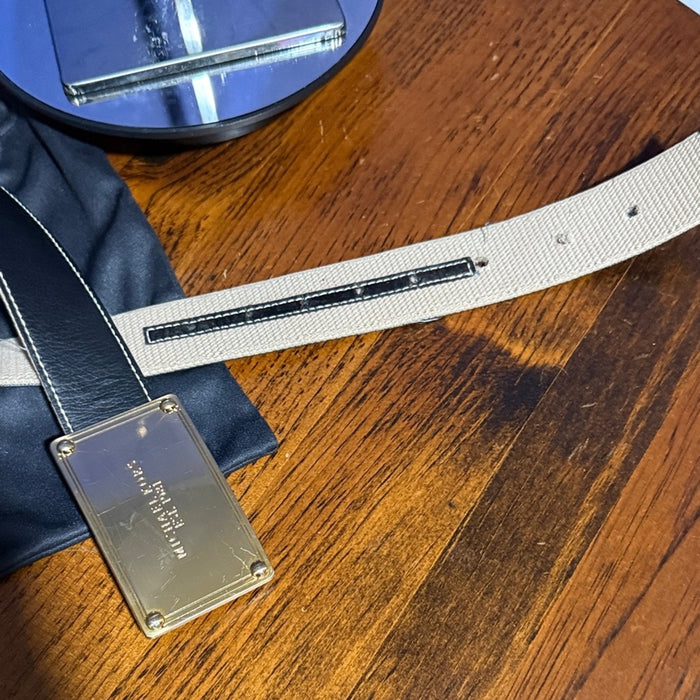 Michael Kors Black Belt with Gold Plaque