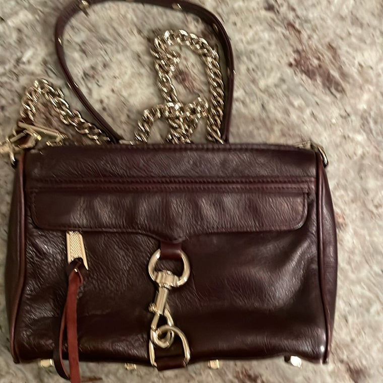 EUC Rebecca Minkoff Mini Mac Clutch Crossbody (H652I01C)-Dark plum
