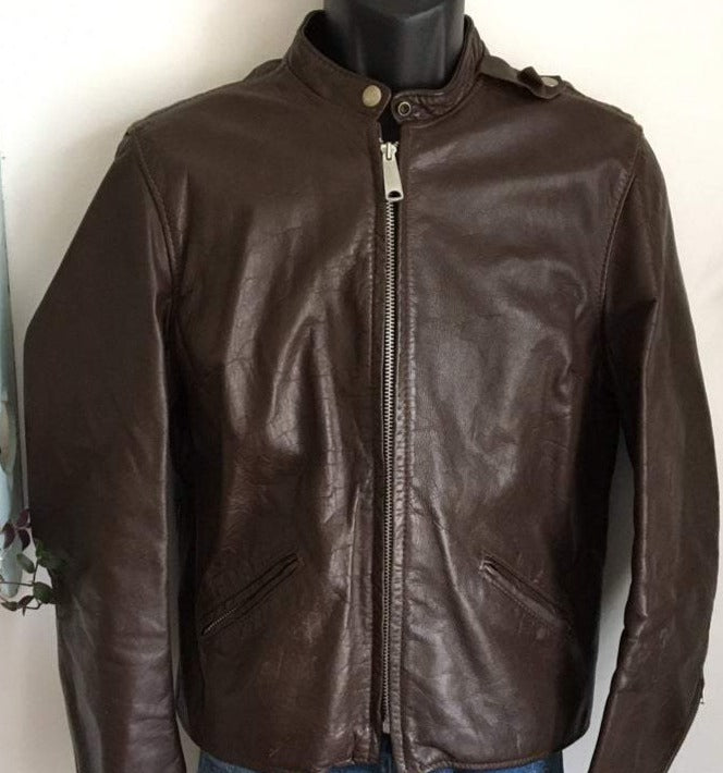 1960’s Brooks Cafe' Racer Leather Jacket Small/med Size 36