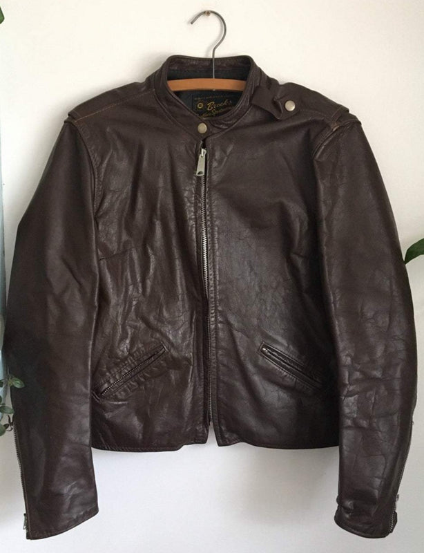 1960’s Brooks Cafe' Racer Leather Jacket Small/med Size 36