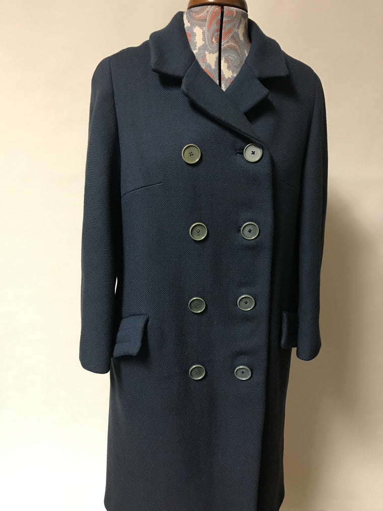 Vintage Adolphe Zelinka New York Blue Double Breasted Coat