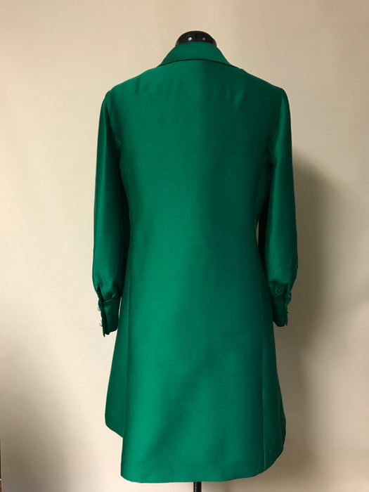 Amazing 1960's Vintage Green Silk  Evening  Coat Dress