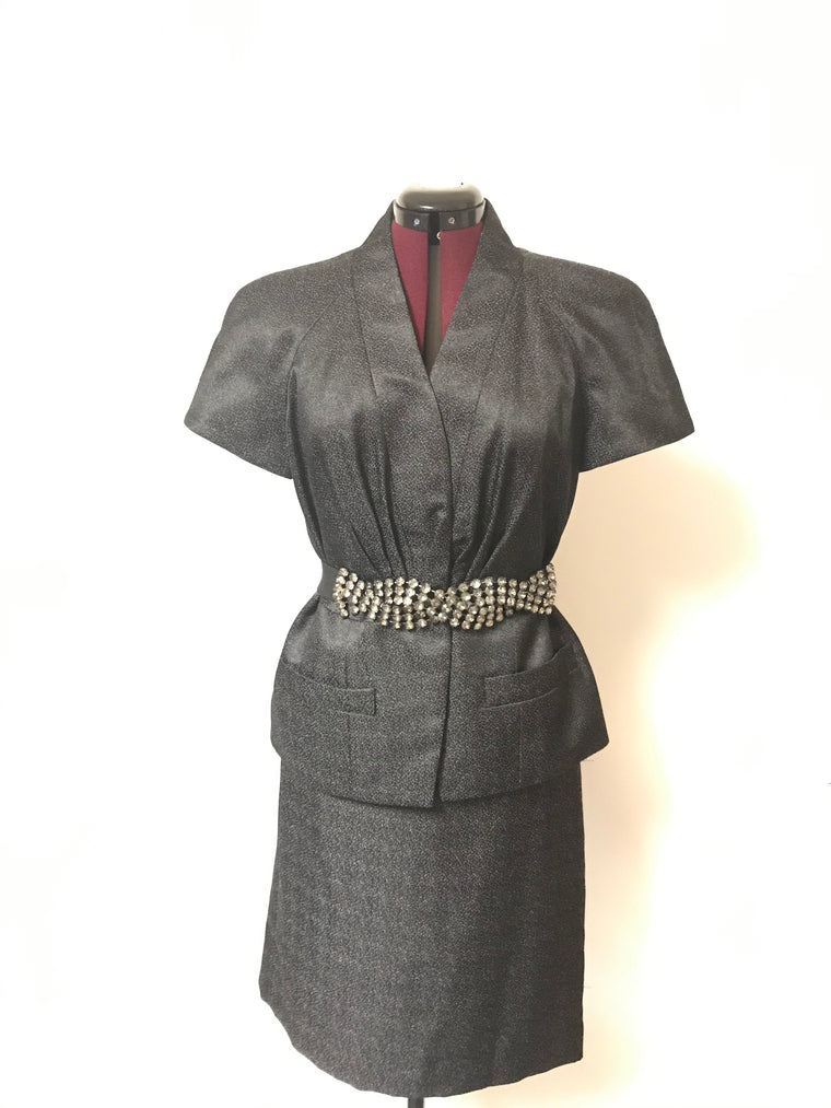 Anne Klein Two Piece Short Sleeve Metallic Blend Suit