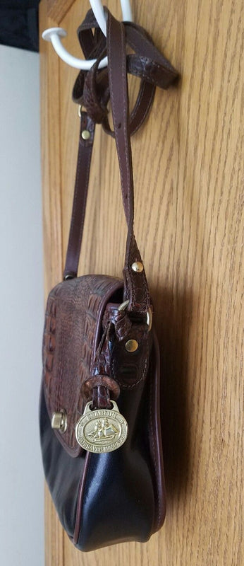 Vintage Brown and Black Embossed Brahmin Shoulder Bag