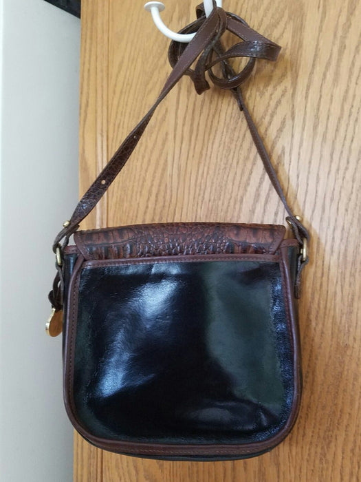 Vintage Brown and Black Embossed Brahmin Shoulder Bag