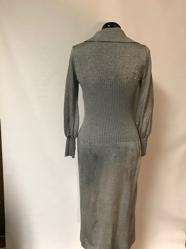 1960s Banff Ltd. by Gianni Ferri Italian Wool Metallic Ice Blue Knit Dress