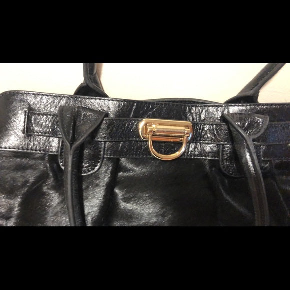 Aqua Madonna leather and calf purse black tote