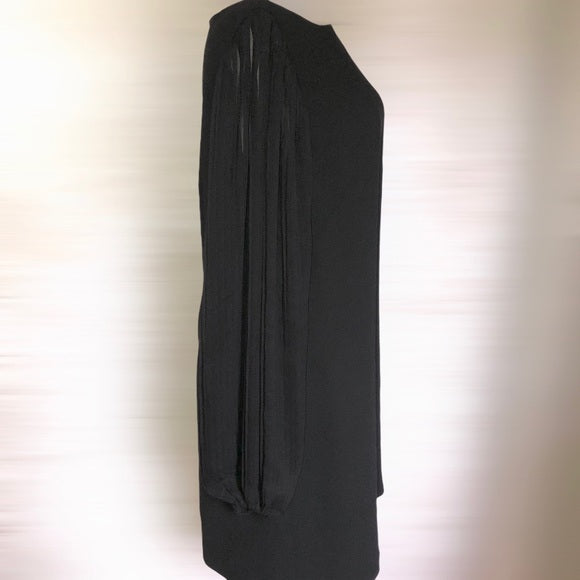 White House Black Market Black Pleated Chiffon Sleeve Dress Ethel Lee Vintage & Art-ELVA White House Black Market Black Pleated Chiffon Sleeve Dress Ethel Lee Vintage & Art-ELVA