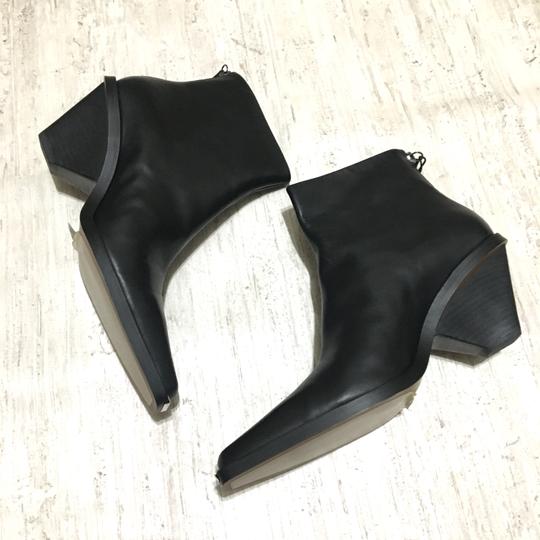 Zara Black Leather Heel Pointed Ankle Cowboy Boots