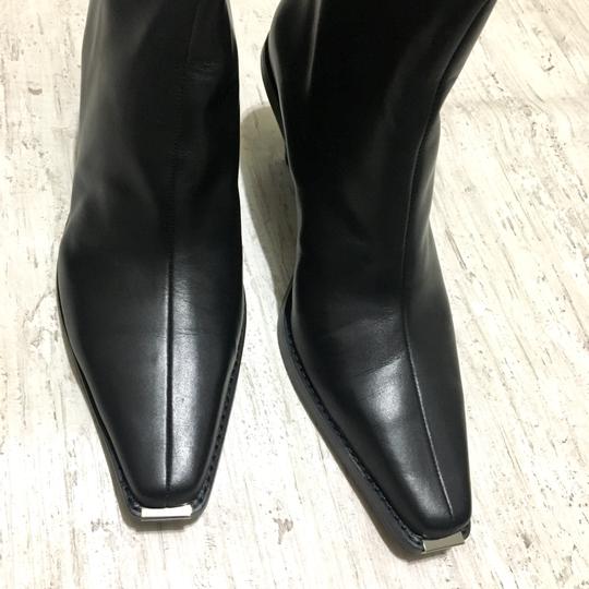 Zara Black Leather Heel Pointed Ankle Cowboy Boots