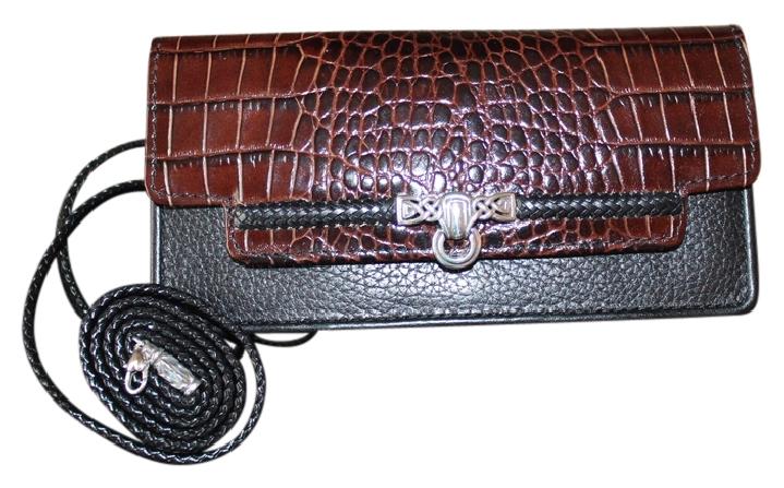 Brighton  Black with Brown Trim Leather Cross Body Bag