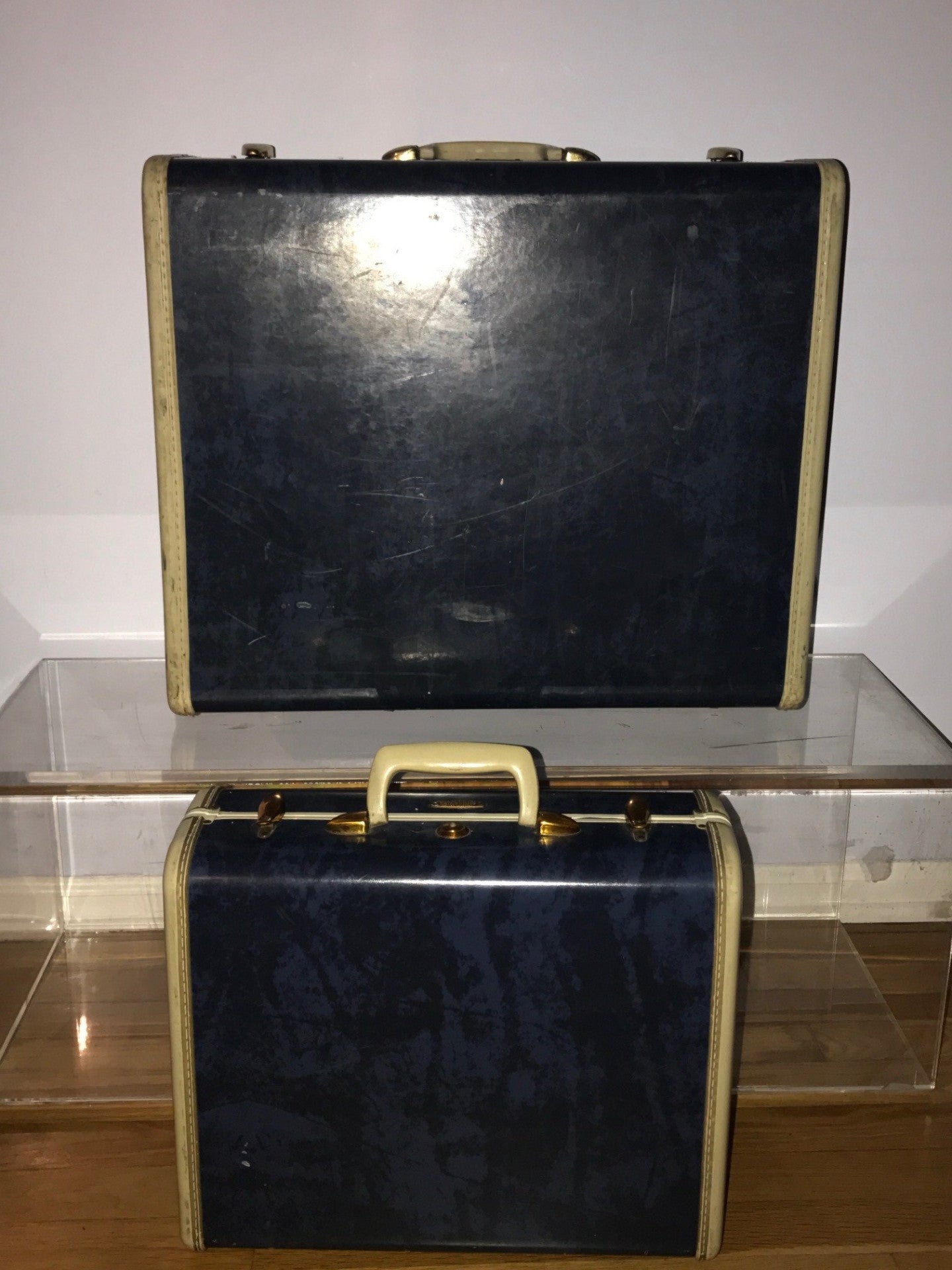 Marble Blue Samsonite 2 Piece Set Ethel Lee Vintage Art ELVA