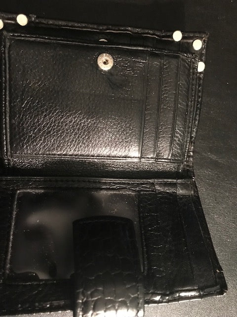 Brighton Black Croc Embossed Leather Small Bifold ID Slot Organizer Wallet