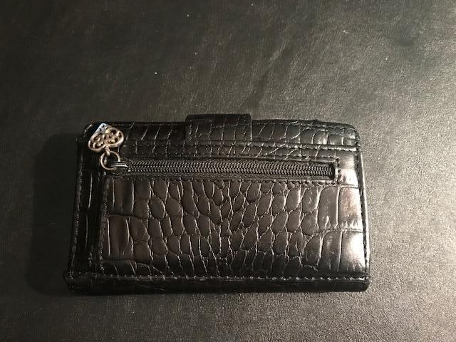 Brighton Black Croc Embossed Leather Small Bifold ID Slot Organizer Wallet