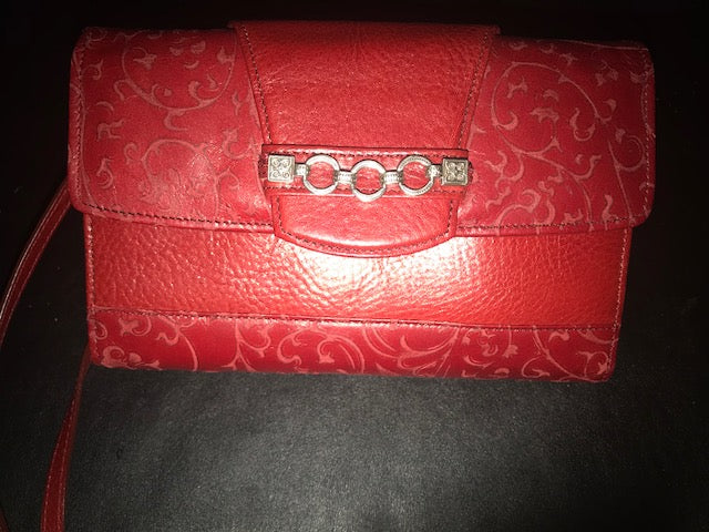 Brighton red crossbody organizer purse Ethel Lee Vintage Art ELVA