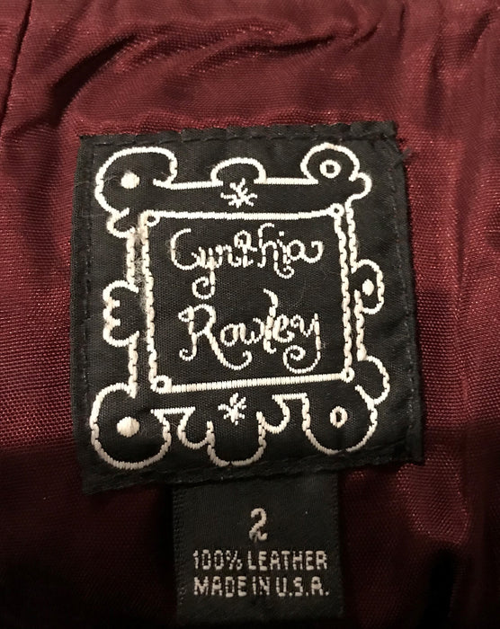 Cynthia Rowley Burgundy Vintage  Leather Column Night Out Dress