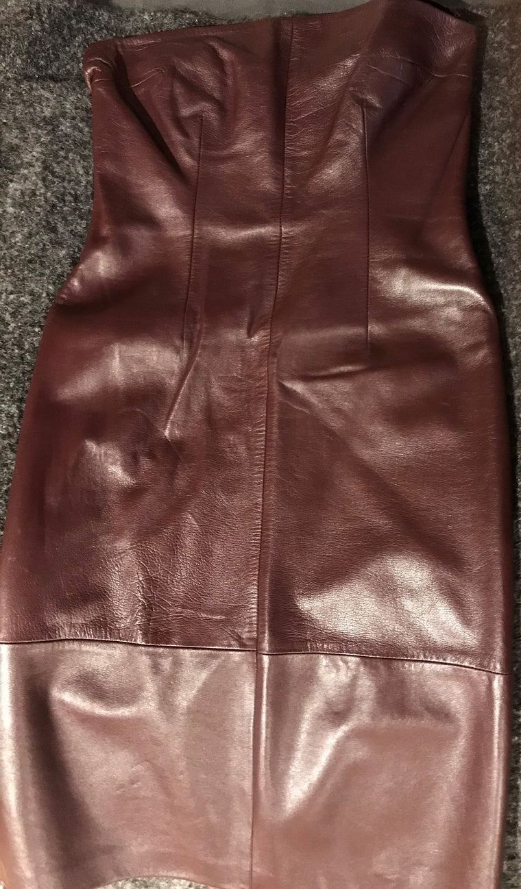 Cynthia Rowley Burgundy Vintage  Leather Column Night Out Dress