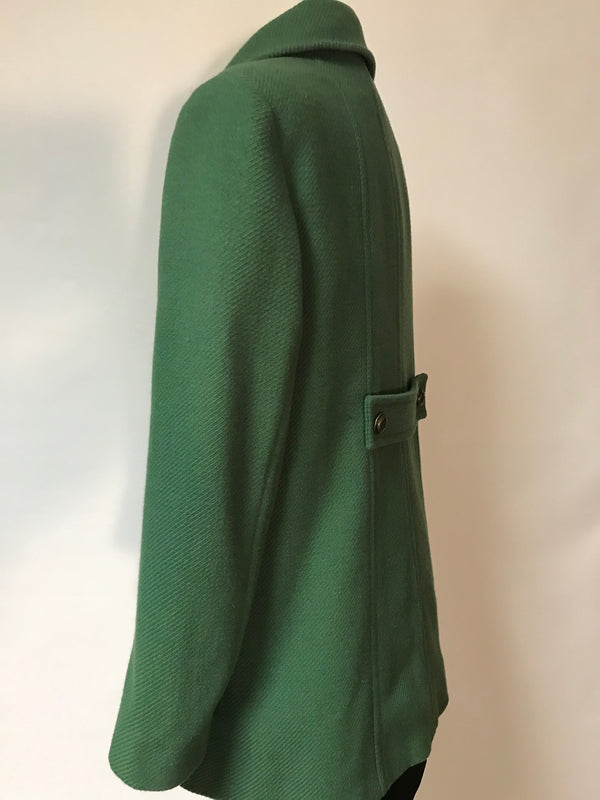 DKNY Double-Breasted Wool-Blend Military Style Green Pea Coat