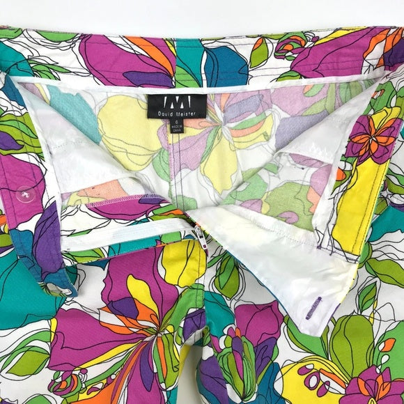 David Meister Bright Floral Print Cropped Pants Size 6