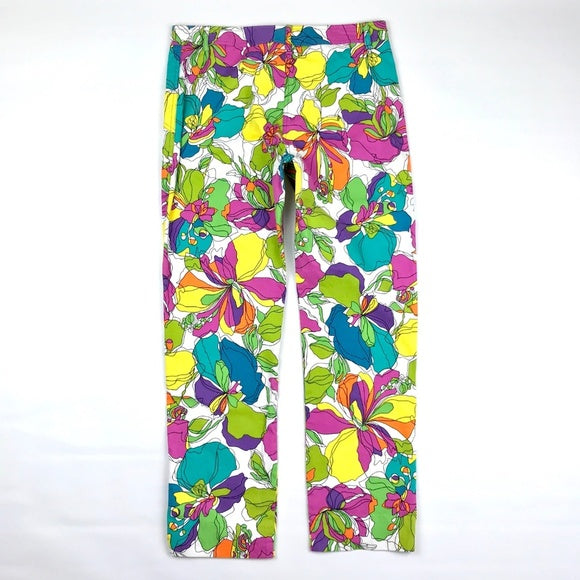 David Meister Bright Floral Print Cropped Pants Size 6